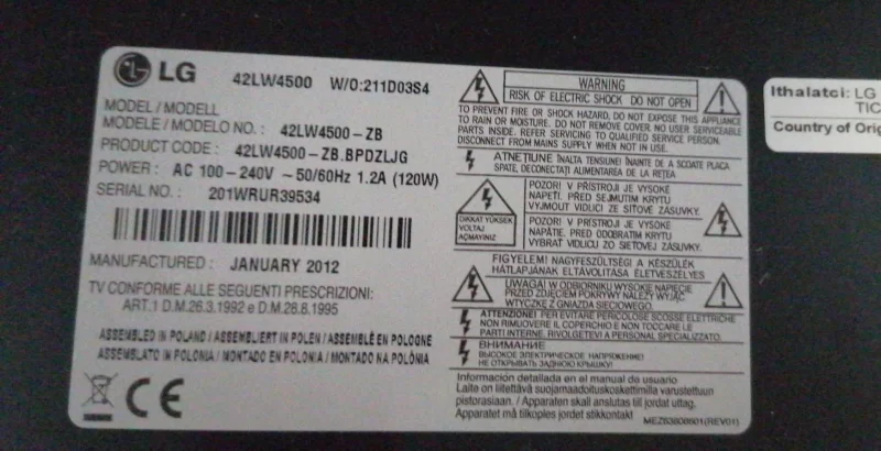 EAX64290501 (0), EBT61680930, LG 42LW4500, 47LW4500 MAİNBOARD