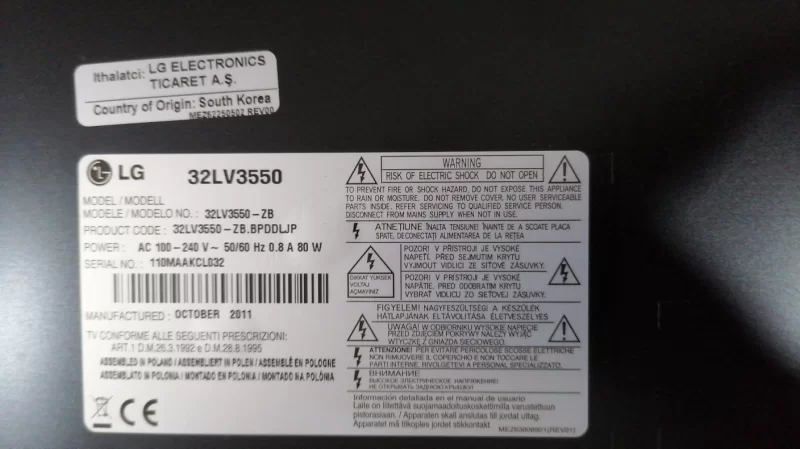 EAX62865601/7, LGP3237-11SP, LG 32LV3550 POWER BESLEME