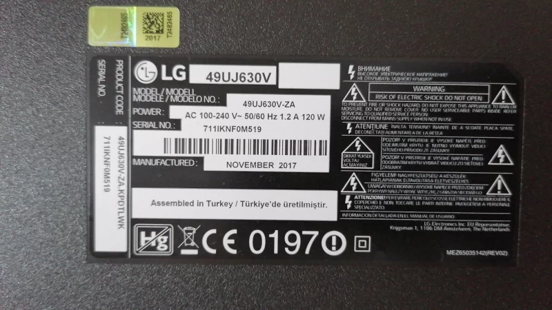 EAX67189201 (1.6), LGP49DJ-17U1, LG 49UJ630V POWER BESLEME