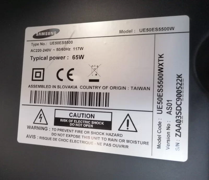 BN44-00503A, PD55A1_CSM, SAMSUNG UE50ES5500 POWER BESLEME