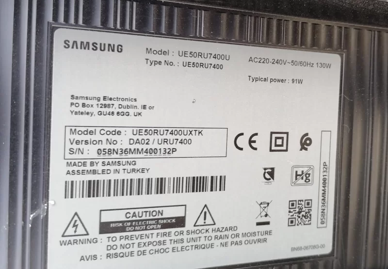 BN44-00932Q, L55E7_RHS, SAMSUNG UE50RU7400 POWER BESLEME