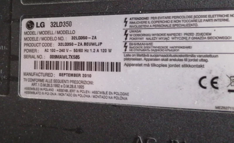 EAD61212609, EAD61212610, LG 32LD350 LVDS KABLOSU