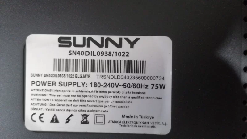 18AT009TTV1.0, SUNNY SN40DIL0938/1022 MAİNBOARD