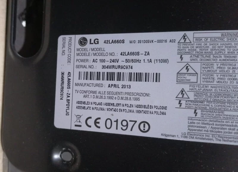 EAD62352609, EAD62352610, LG 42LA660 LVDS KABLO