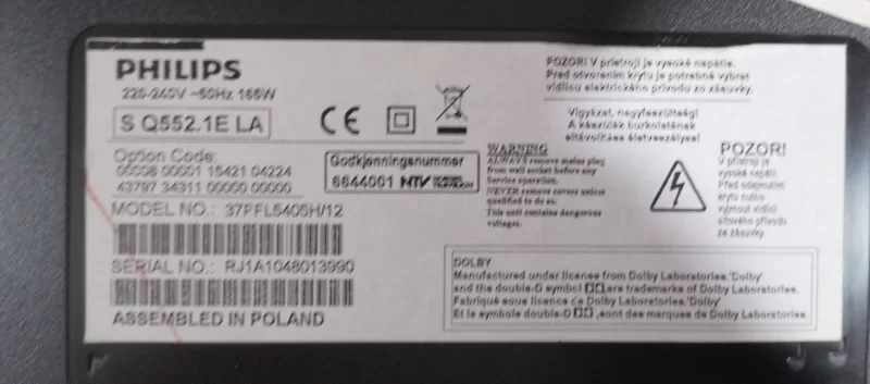 PLHF-P983A, PLHF-P982A, PHİLİPS 37PFL5405H/12 POWER BESLEME