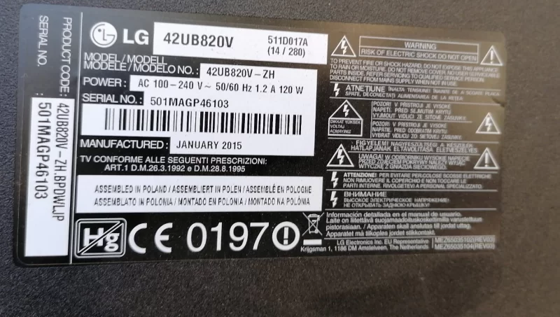 EAX66085703 (1.0) EBL61400503, LG 42UB820V MAİNBOARD ANAKART