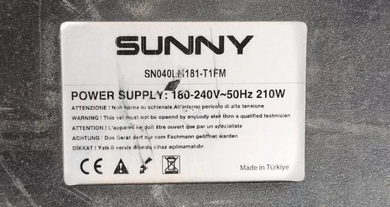 MLT198TX, SUNNY SN40LM181-T1FM POWER BESLEME