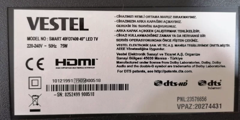 17BT02, VESTEL 49FD7400 WİFİ MODÜL