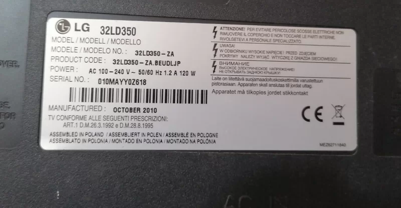 EAX61354204 (0), EBT60927361, LG 32LD350 MAİNBOARD ANAKART