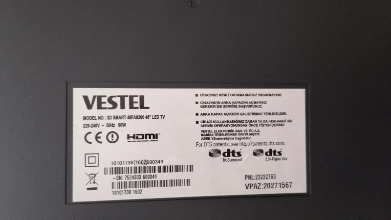 17MB96, 10101738, 23322269, VESTEL 48FA8200 MAİNBOARD ANAKART