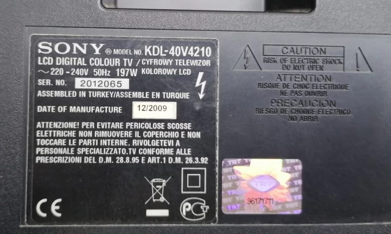 1-876-467-21, SONY KDL-40V4210 POWER BESLEME