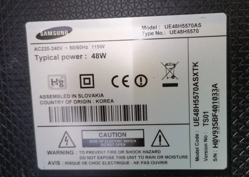 BN41-00703A, L48S1_ESM, SAMSUNG UE48H5570 POWER BESLEME