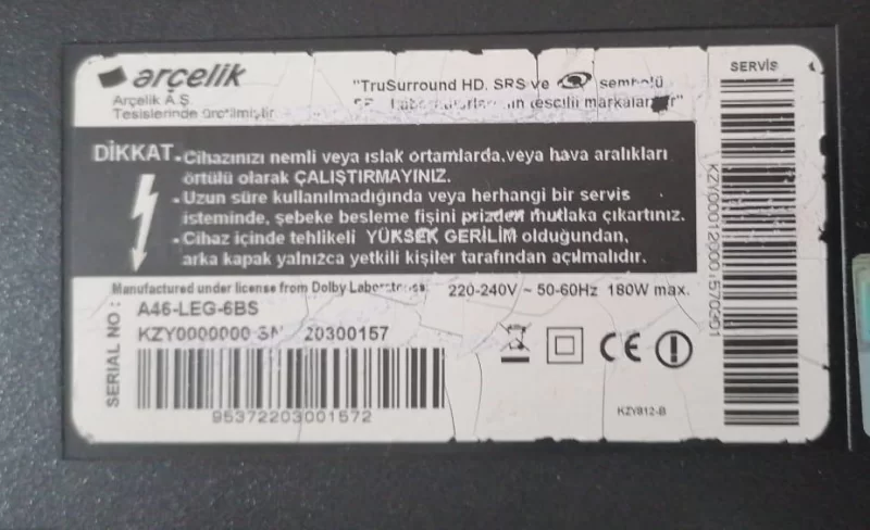 VSF190R-4, C455ZZ, ARÇELİK A46-LEG-6BS MAİNBOARD ANAKART