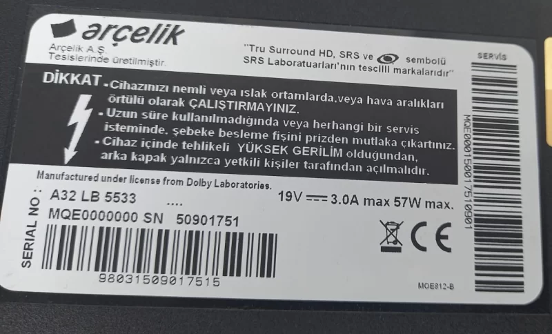 ZGY192-01,  ARÇELİK A32 LB 5533 KUMANDA GÖZÜ SENSÖR IR