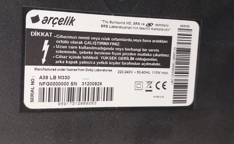 FSP088-3F01, ARÇELİK A39 LB M330 POWER BESLEME