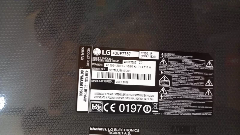 Ebr79942882, Lg 43UF7787 Güç Düğmesi, Göz İr