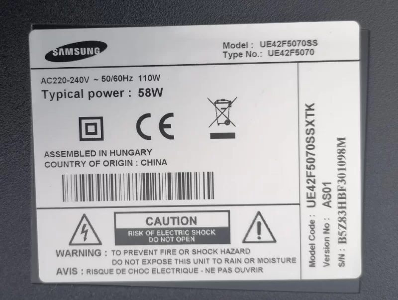 BN44-00645A, L42S1_DSM, SAMSUNG UE42F5070 POWER BESLEME