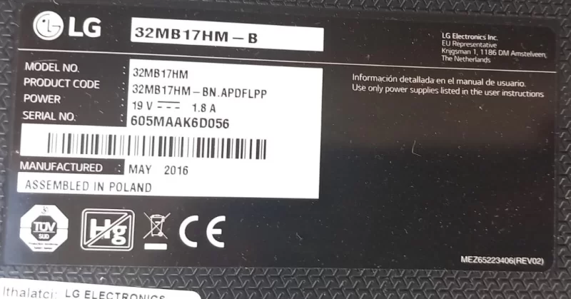 EAX66750804 (1.0), LG 32MB17HM-B MAİNBOARD ANAKART