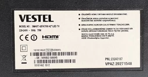 17MB96, 10001462, 2324244, VESTEL 42FA7550 MAİNBOARD ANAKART