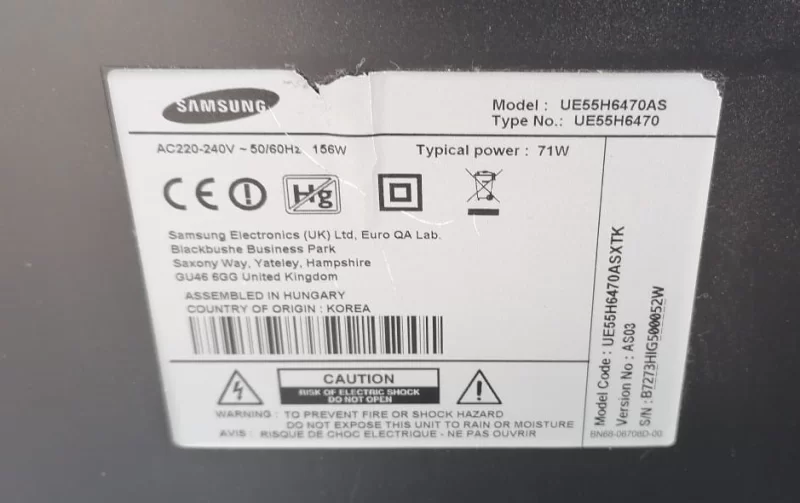 BN41-02156A, BN94-07593S SAMSUNG UE55H6470AS MAİNBOARD ANAKART