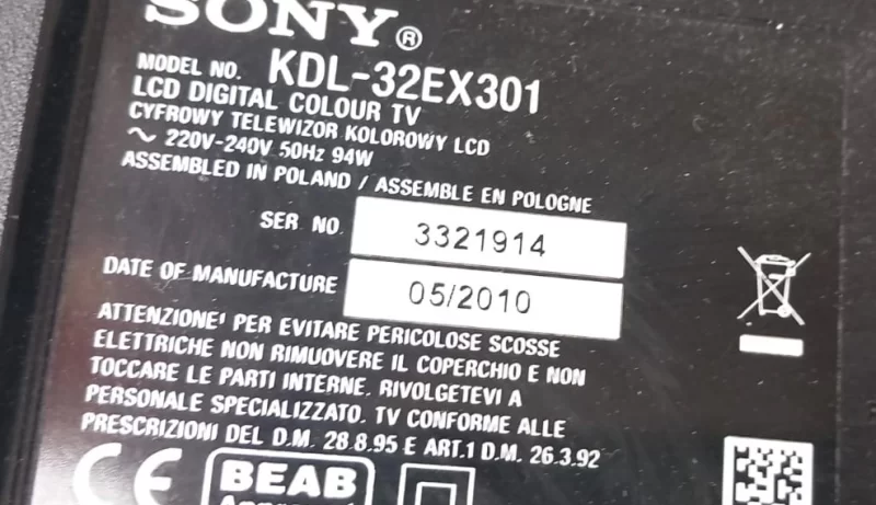 Aps-253, Sony Kdl-32ex301 Besleme