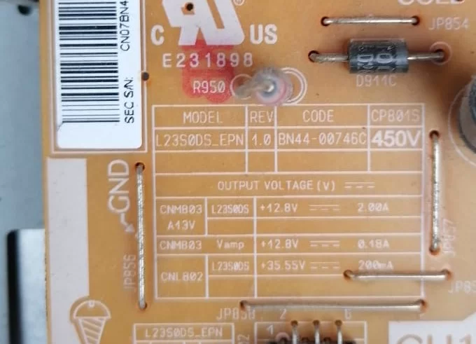 BN44-00746C, L23SODS SAMSUNG UE24H4070AS POWER BESLEME