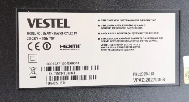 17IPS71, 23257900, 27351354, VESTEL 42FA7500 POWER BESLEME