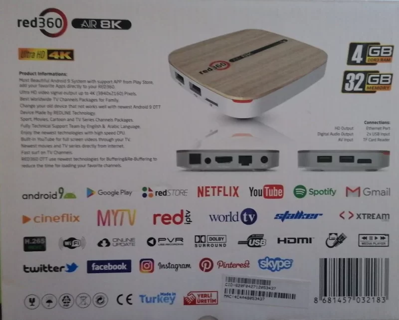 RED360 AİR 8K ULTRA HD 4K SMART ANDROİD TV BOX IPTV