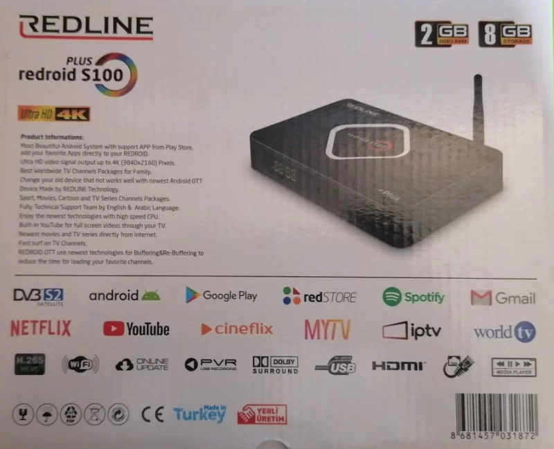 REDLINE REDROİD S100 PLUS ULTRA HD 4K TV BOX IPTV