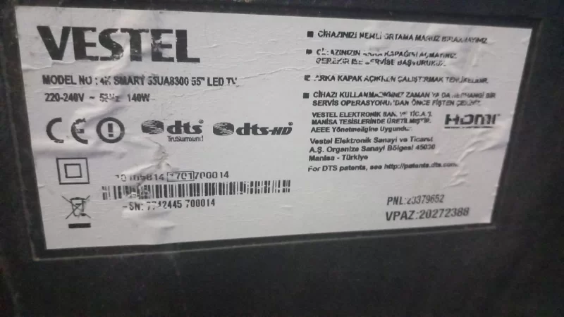 27743744, 23332140,17ıps72,  Vestel  55ua8300 Power Board, Besleme