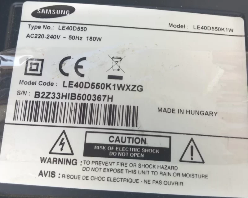 BN44-00440A, I40F1_BSM, SAMSUNG LE40D550 POWER BESLEME