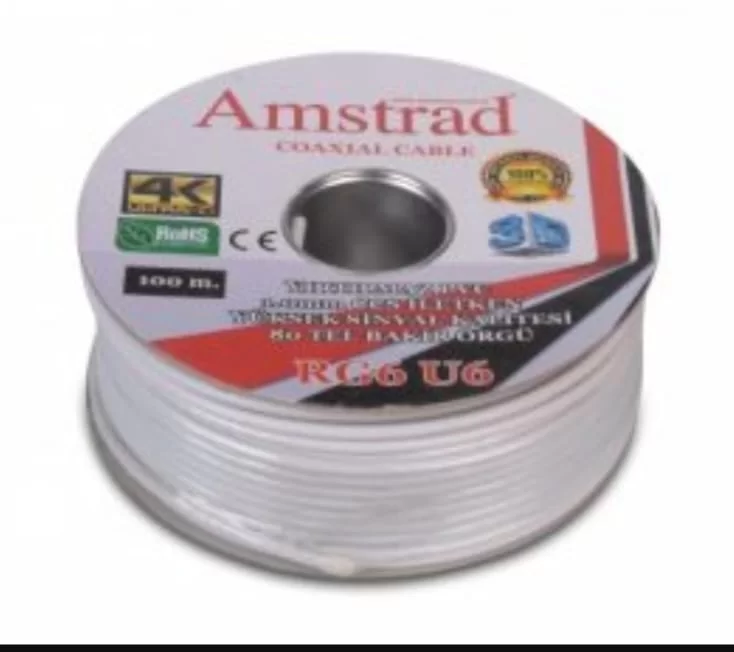 Amstrad COAXIAL CABLE RG6 U6 80 TEL 100m UYDU Anteni Kablosu