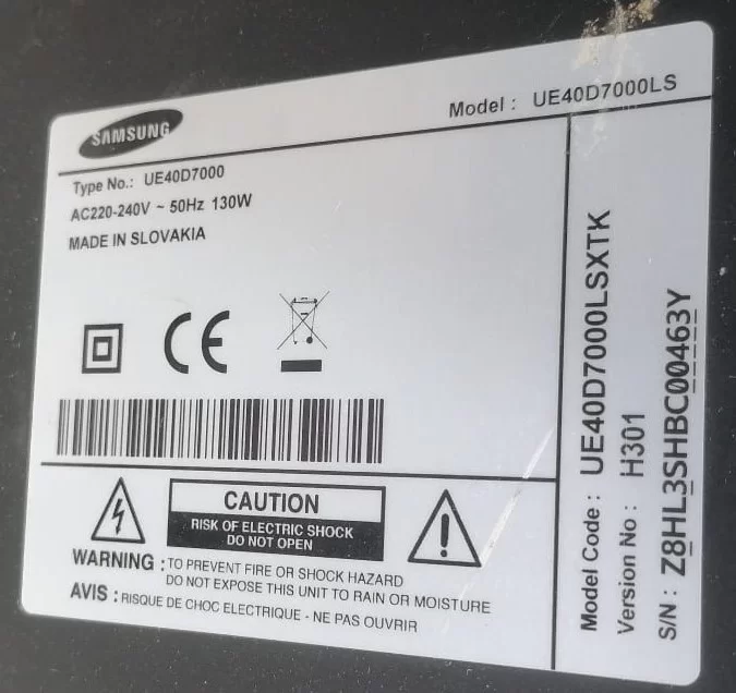 BN44-00427B, PD46B2_BDY, SAMSUNG UE40D7000 POWER BESLEME