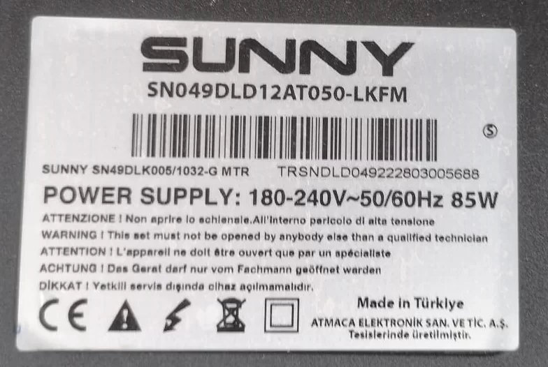 16AT021, AY152D-4SF13, SUNNY SN049DLD12AT050-LKFM POWER BESLEME