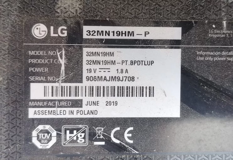 EAX67504502 (1.0), LG 32MN19HM-P MAİNBOARD ANAKART