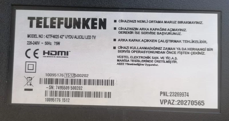 17MB82S, 23244683, 10095176, TELEFUNKEN 42TF4025 MAİNBOARD ANAKART