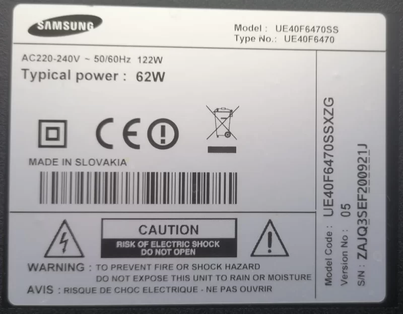 BN44-00622B, L42X1Q, SAMSUNG UE40F6340 POWER BESLEME