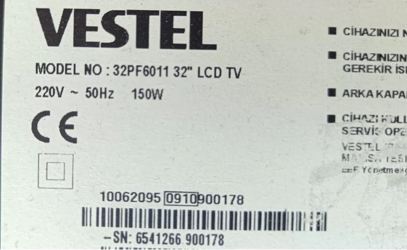 17MB35-4, 10062095, 20481924, VESTEL 32PF6011 MAİNBOARD ANAKART