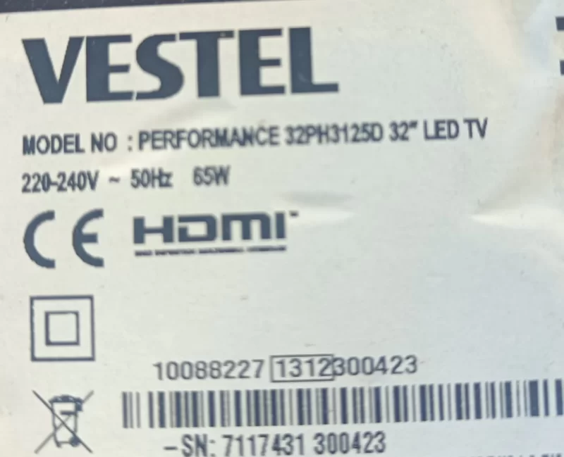 17MB82, 10088227, 23148932, VESTEL PERFORMANCE 32PH3125D MAİNBOARD ANAKART