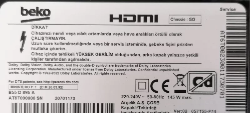 YG0190R-1, 1ET510, BEKO B55 D 895 A MAİNBOARD ANAKART