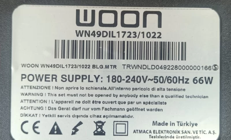 16AT018, WOON WN49DIL1723/1022 MAİNBOARD ANAKART