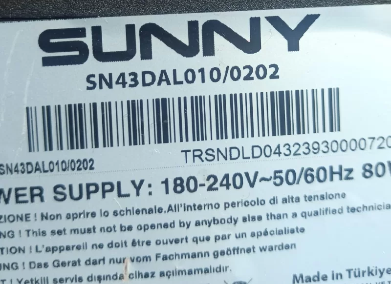 17AT010V1.0, SUNNY SN43DAL010/0202 MAİNBOARD ANAKART