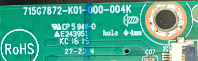 715G7872-K01-000-004K, PHİLİPS 43PUS6501/12 POWER BUTON