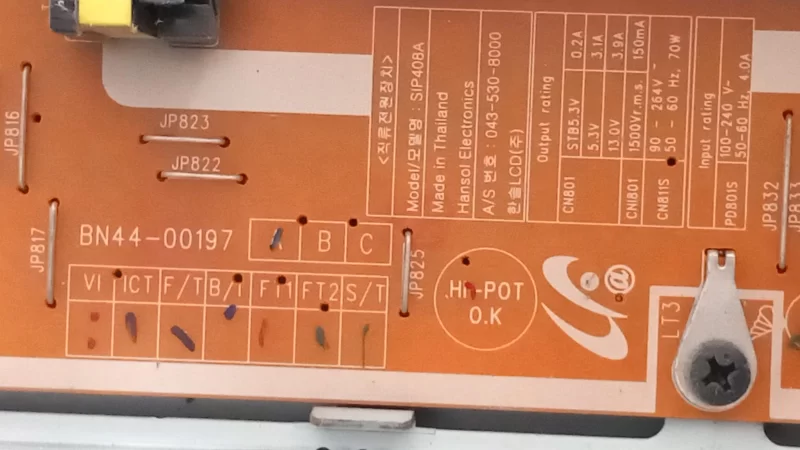 Bn44-00197a, Samsung Le40a656a1f  Powerboard, Besleme