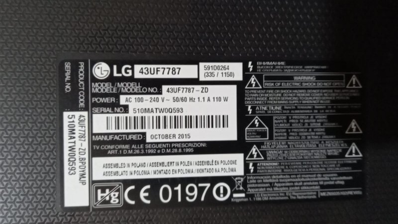  Eax66205401(1.7) Eay63748601, Lg 43uf7787 Besleme , Power Board