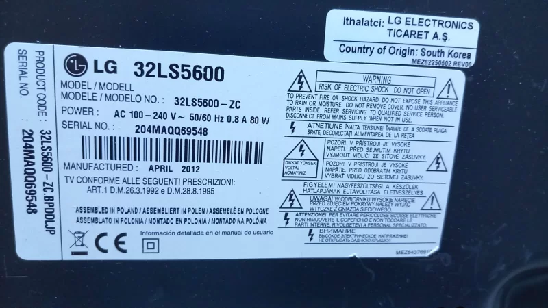 Ead62046910,  Lg 32ls5600 Lvds Kablosu