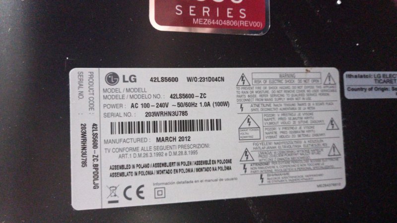 EAX64427101 (1.4), LG 42LS5600 BESLEME KARTI  POWER BOARD