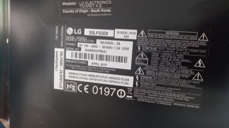 EAX66203101(1.7) , LG 50LF650V ,  POWER BOARD TV BESLEME KARTI 