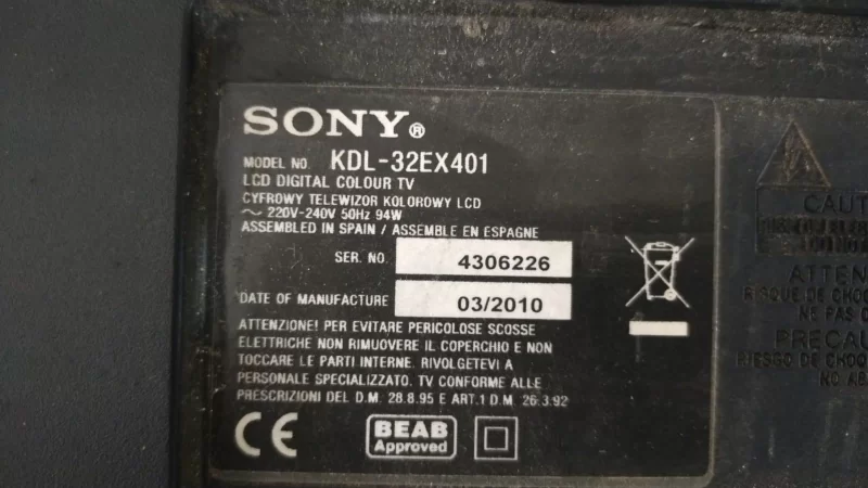 1-881-019-52 , Sony KDL-32EX401 , Main Board Anakart 