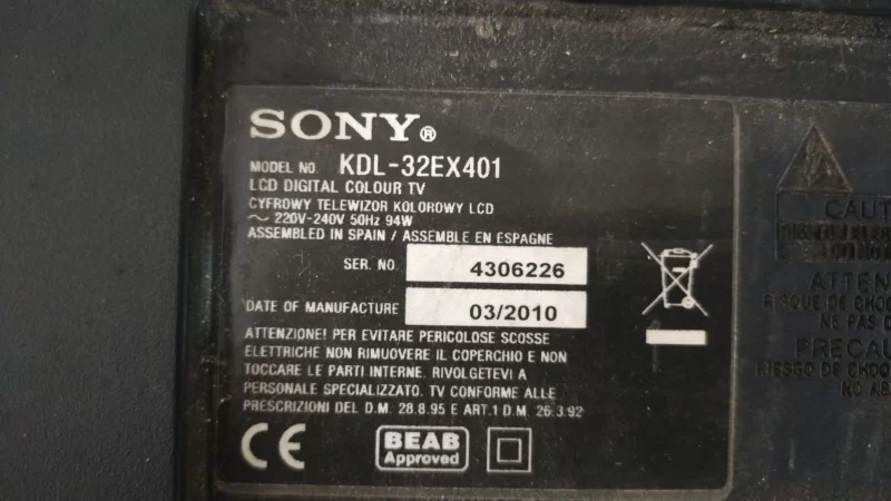 L202 , 147420811 , 00381236 Sony KDL-32EX401 Besleme 